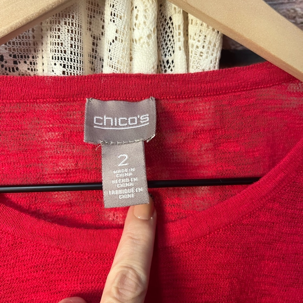 Chico's Vibrant Red 3/4 Sleeve Top (109) - Picture 3 of 7